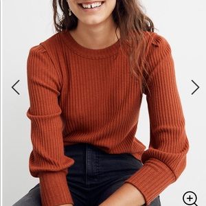 Madewell Brushed Rib Pleat-Sleeve Top